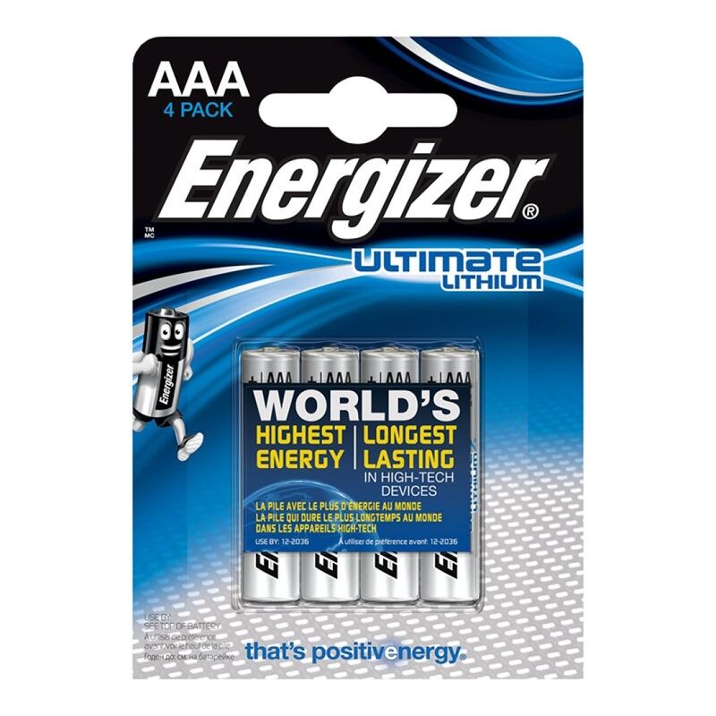 ENERGIZER ULTIMATE LITHIUM BATTERIA AL LITIO AAA L92 LR03 1,5V BLISTER * 4