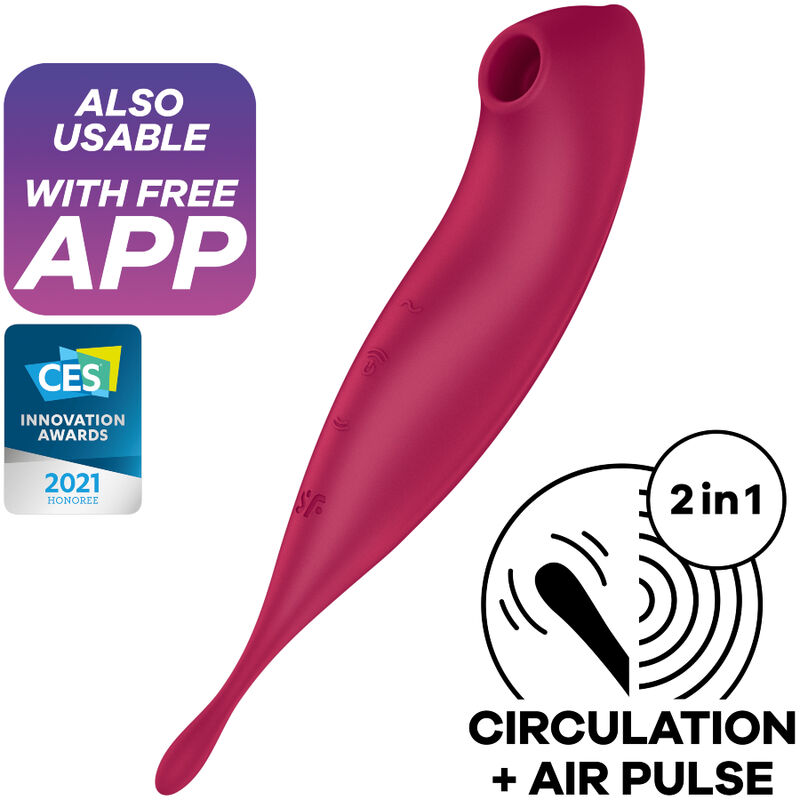 SATISFYER TWIRLING PRO+ AIR PULSE STIMULATOR  VIBRATOR APP - RED