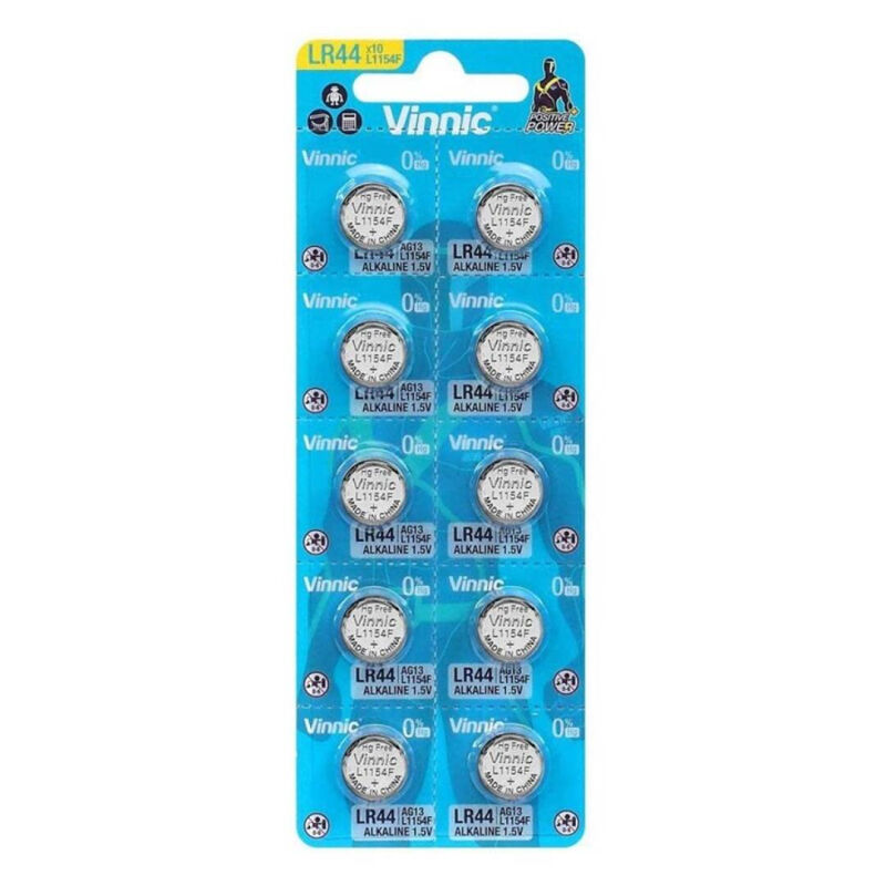 BATTERIA A BOTTONE ALCALINA VINNIC AG13 L1154F LR44 BLISTER*10
