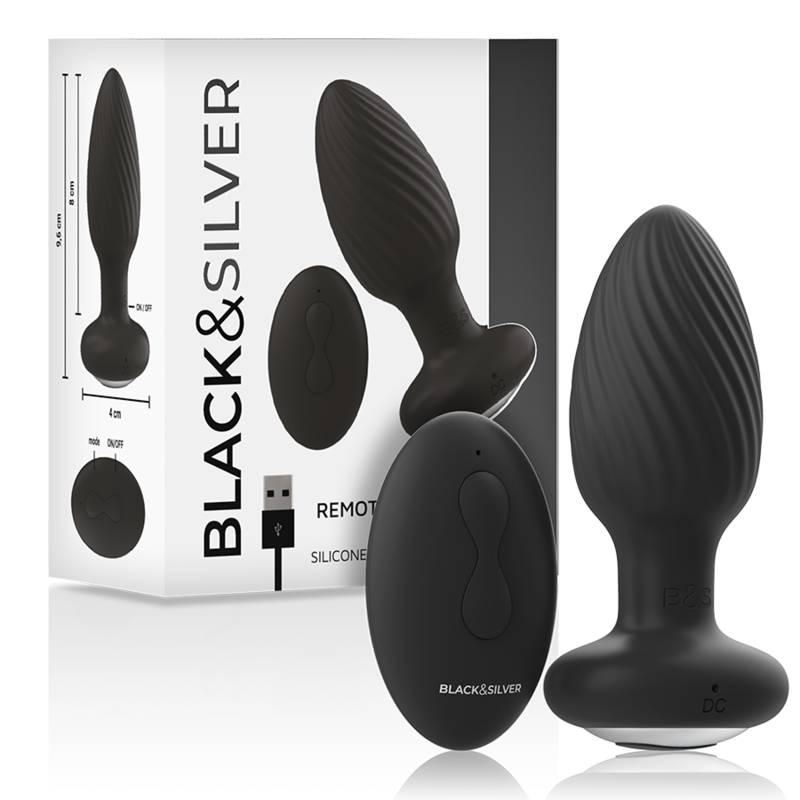 BLACKSILVER - TELECOMANDO ROTATORE ANALE IN SILICONE CON TAPPO POZZETTI BLACKSILVER - TELECOMANDO ROTATORE ANALE IN SILICONE CON TAPPO POZZETTI