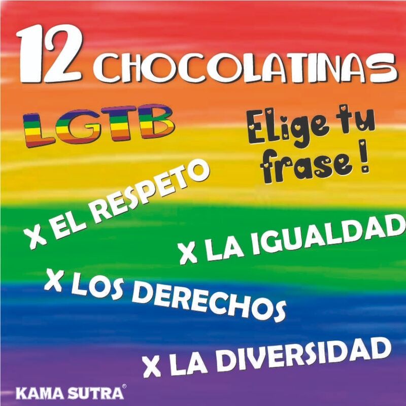 PRIDE - SCATOLA DA 12 BARRETTE DI CIOCCOLATO CON LA BANDIERA LGBT