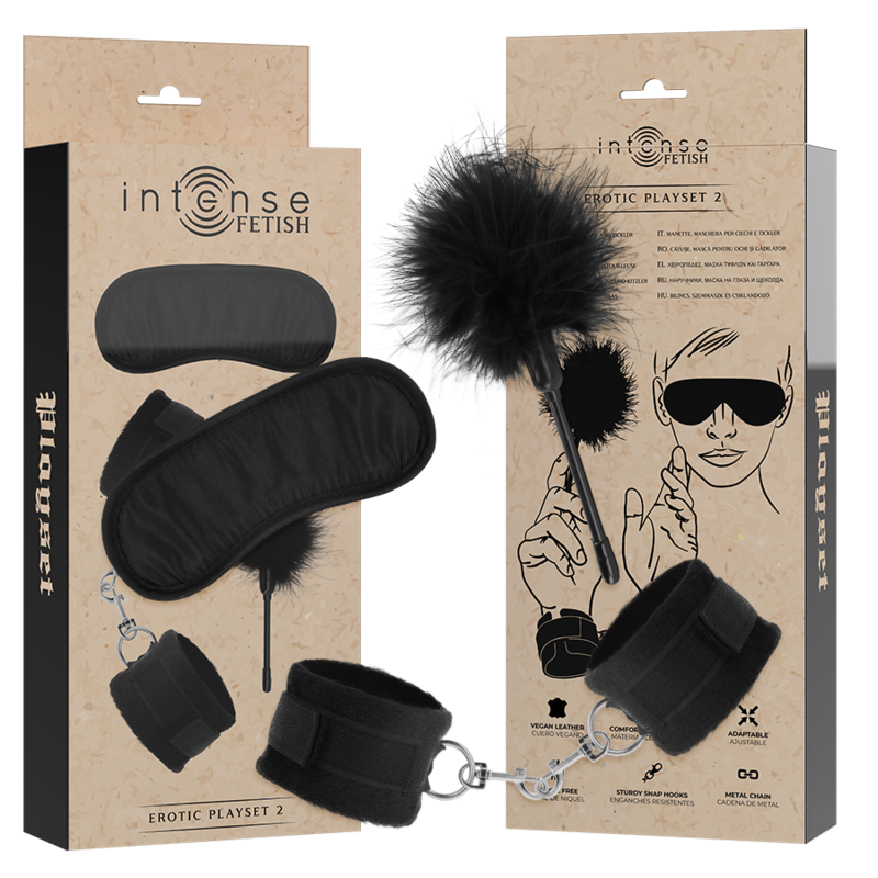 INTENSE FETISH - PLAYSET EROTICO 2 CON MANETTE, MASCHERA CIECA E TICKLER