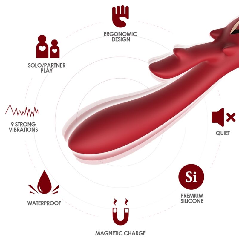 ARMONY - VIBRATORE ELK RABBIT CURVO ROSSO ARMONY - VIBRATORE ELK RABBIT CURVO ROSSO