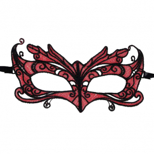 QUEEN LINGERIE - MASCHERA IN PIZZO CON DETTAGLI ROSSI