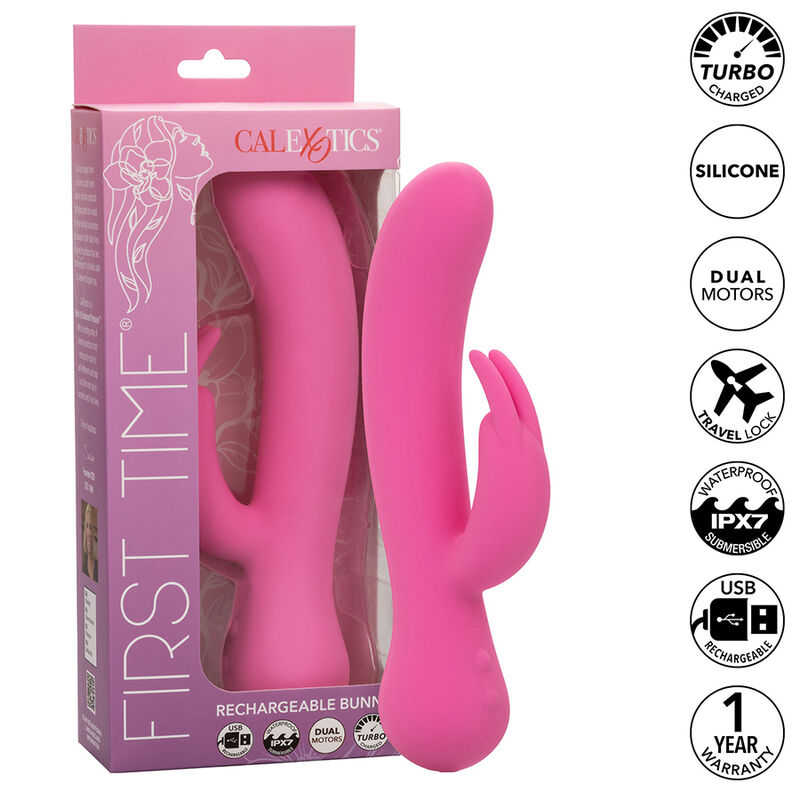 CALEXOTICS - FIRST TIME VIBRATORE CONIGLIO RICARICABILE ROSA