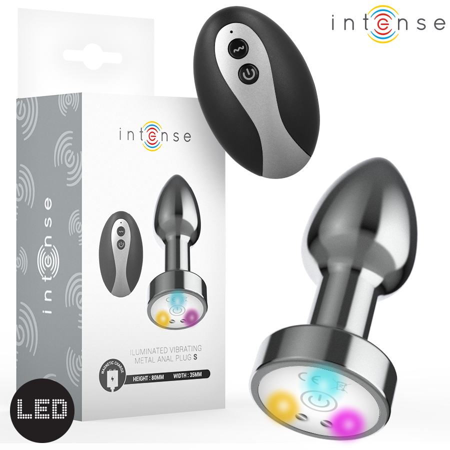 INTENSE - PLUG ANALE VIBRANTE IN METALLO CON LUCI LED E TELECOMANDO - TAGLIA S INTENSE - PLUG ANALE VIBRANTE IN METALLO CON LUCI LED E TELECOMANDO - TAGLIA S
