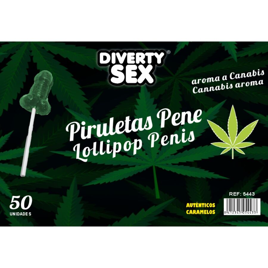 DIABLO GOLOSO - 50 LECCA-LECCA A FORMA DI PENE AROMA DI CANNABIS DIABLO GOLOSO - 50 LECCA-LECCA A FORMA DI PENE AROMA DI CANNABIS