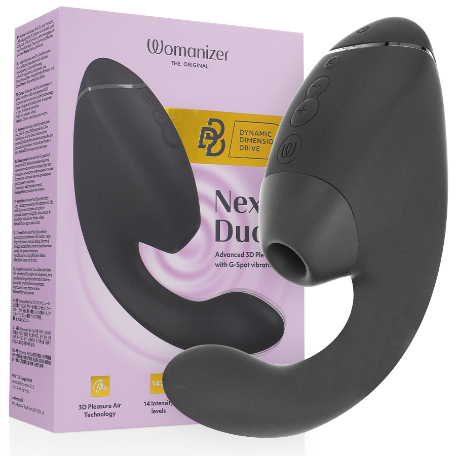 WOMANIZER - DUO NEXT STIMOLATORE DOPPIO CLITORIDEO E PUNTO G NERO WOMANIZER - DUO NEXT STIMOLATORE DOPPIO CLITORIDEO E PUNTO G NERO