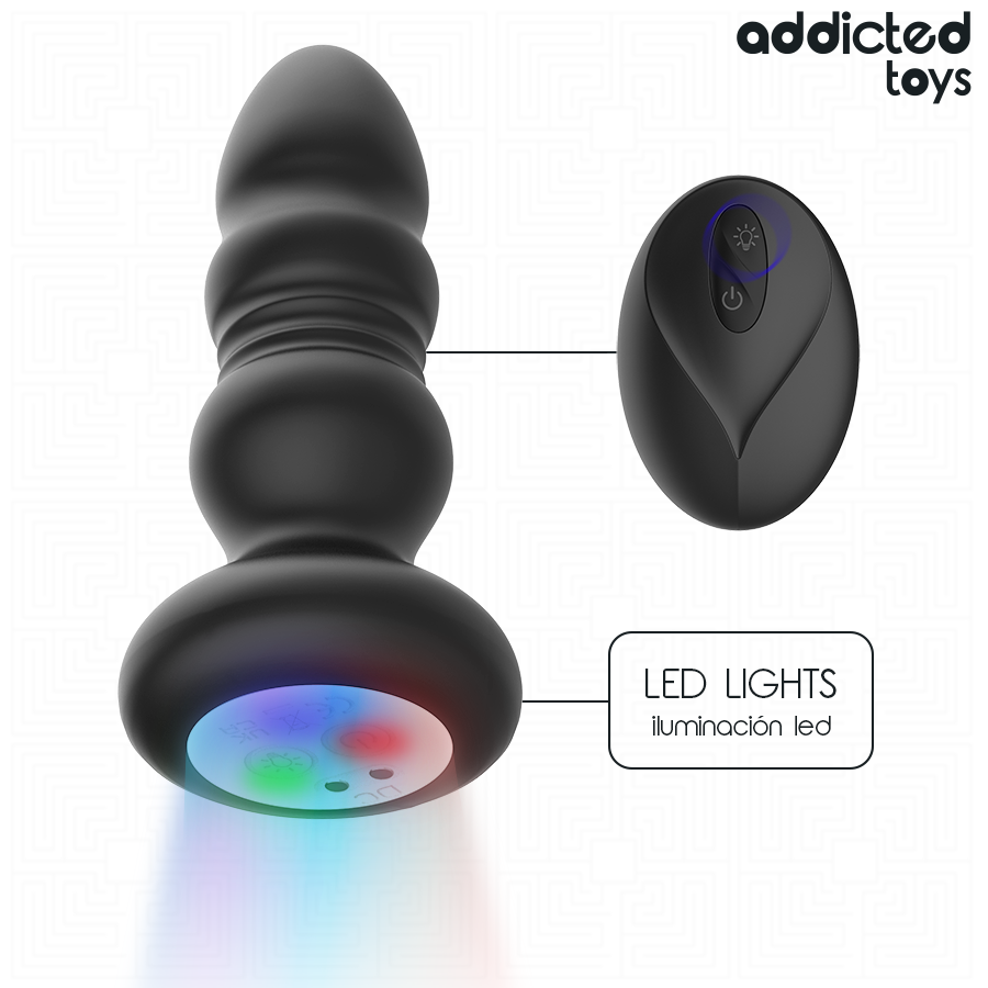 ADDICTED TOYS - TAPPO ANALE ROTANTE E VIBRANTE, LUCE LED, TELECOMANDO ADDICTED TOYS - TAPPO ANALE ROTANTE E VIBRANTE, LUCE LED, TELECOMANDO