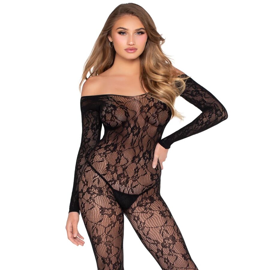 LEG AVENUE - 89366 BODYSTOCKING IN PIZZO NERO - TAGLIA UNICA LEG AVENUE - 89366 BODYSTOCKING IN PIZZO NERO - TAGLIA UNICA