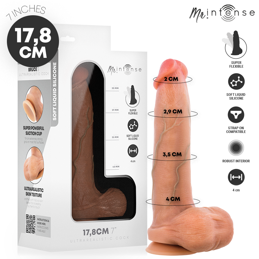 MR INTENSE - DILDO IN SILICONE DI BRUCE S CON TESTICOLI 17,8 CM -Ø- 4 CM MR INTENSE - DILDO IN SILICONE DI BRUCE S CON TESTICOLI 17,8 CM -Ø- 4 CM