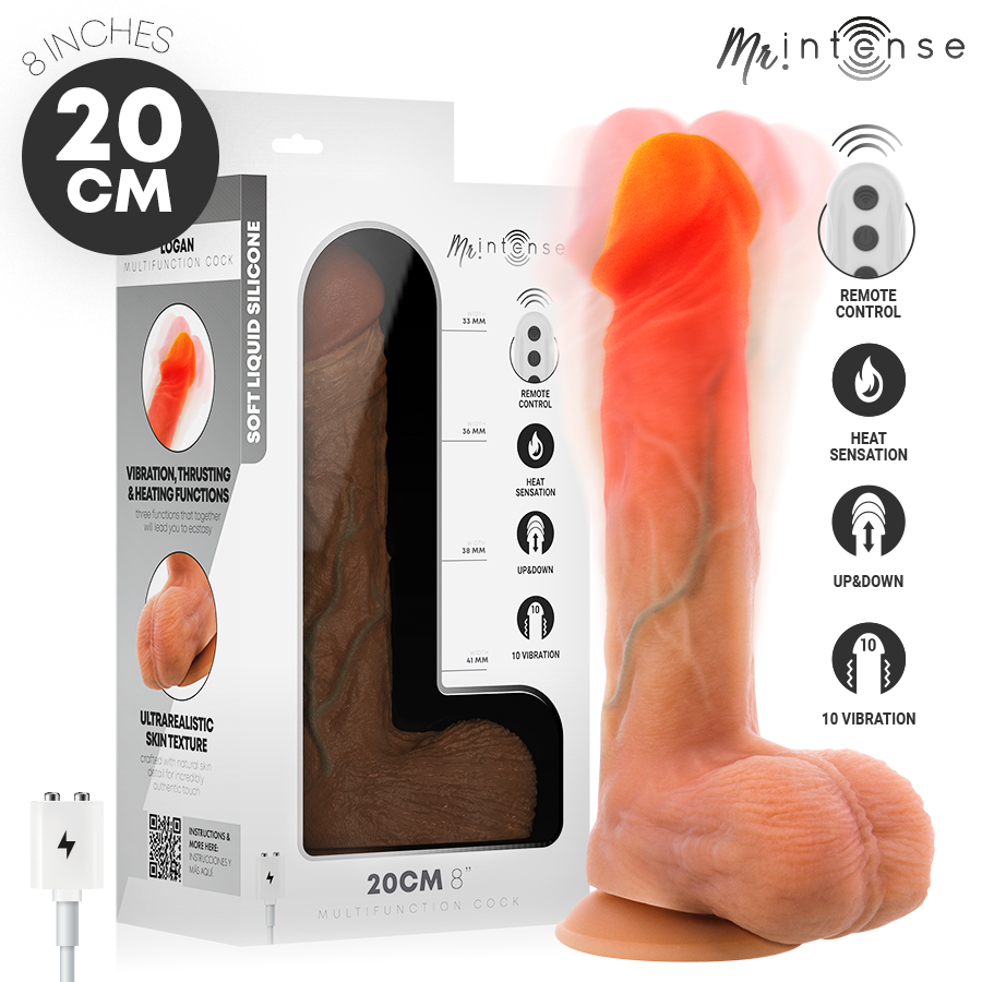 MR INTENSE - DILDO VIBRANTE LOGAN IN SILICONE CON EFFETTO CALORE E TELECOMANDO 20 CM -Ø- 4,1 CM MR INTENSE - DILDO VIBRANTE LOGAN IN SILICONE CON EFFETTO CALORE E TELECOMANDO 20 CM -Ø- 4,1 CM