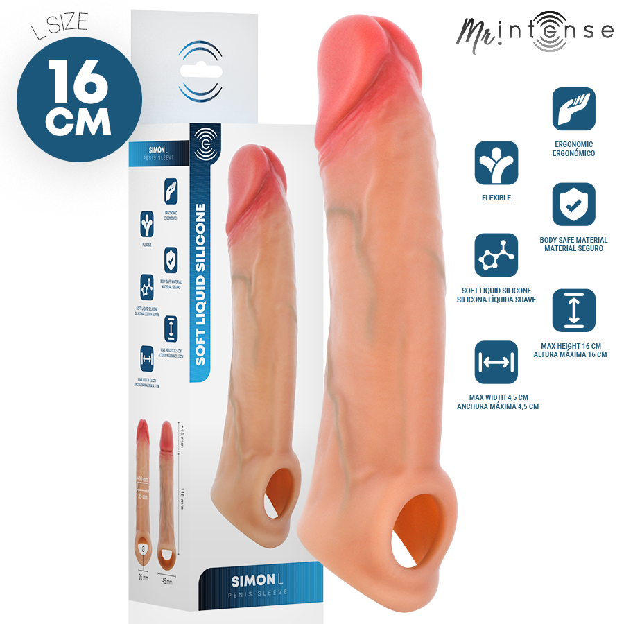 MR INTENSE - SIMON L COPRI PENE IN SILICONE 16 CM -Ø- 4,5 CM MR INTENSE - SIMON L COPRI PENE IN SILICONE 16 CM -Ø- 4,5 CM