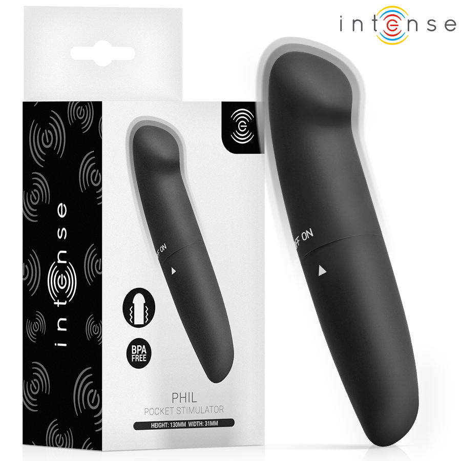 INTENSE - VIBRATORE PER IL PUNTO G PHIL NERO 13 CM INTENSE - VIBRATORE PER IL PUNTO G PHIL NERO 13 CM