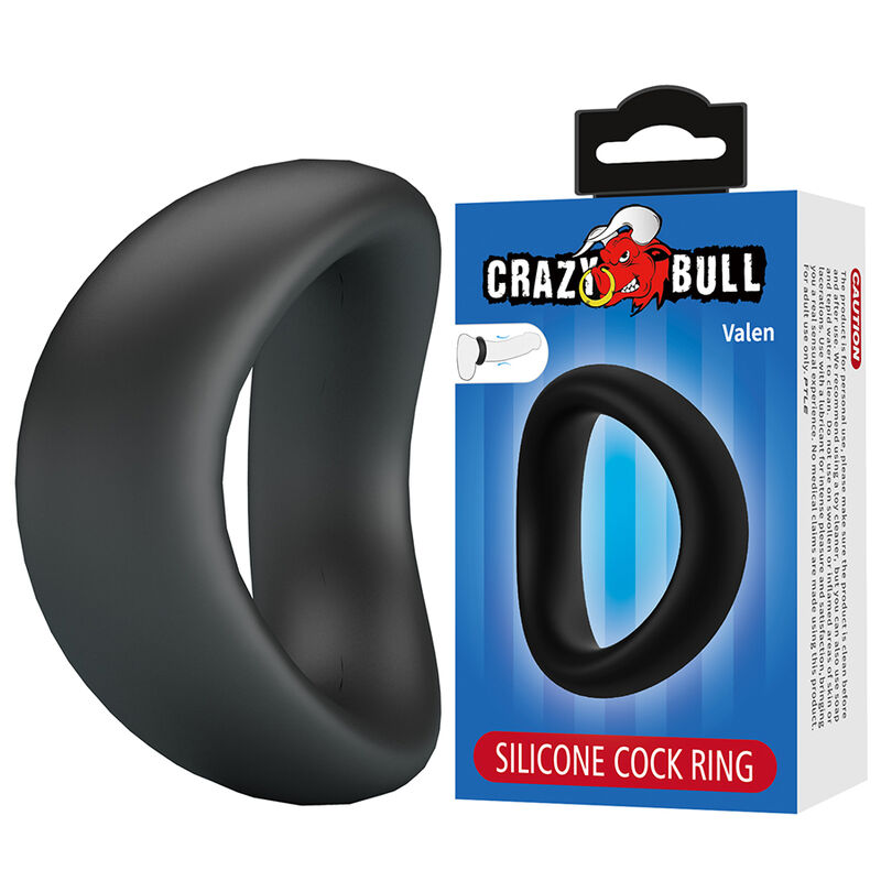 CRAZY BULL - VALEN ANELLO PER PENE ERGONOMICO IN SILICONE NERO CRAZY BULL - VALEN ANELLO PER PENE ERGONOMICO IN SILICONE NERO