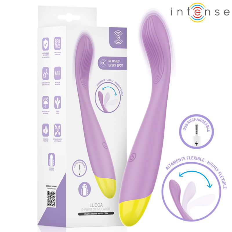 INTENSE - LUCCA STIMOLATORE DEL PUNTO G FLESSIBILE RICARICABILE TRAMITE USB INTENSE - LUCCA STIMOLATORE DEL PUNTO G FLESSIBILE RICARICABILE TRAMITE USB