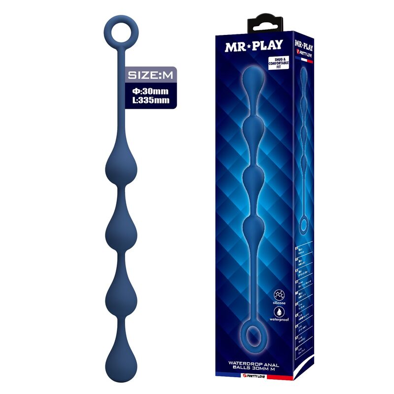 MR PLAY - PERLE ANALI IN SILICONE BLU TAGLIA M 33 CM MR PLAY - PERLE ANALI IN SILICONE BLU TAGLIA M 33 CM