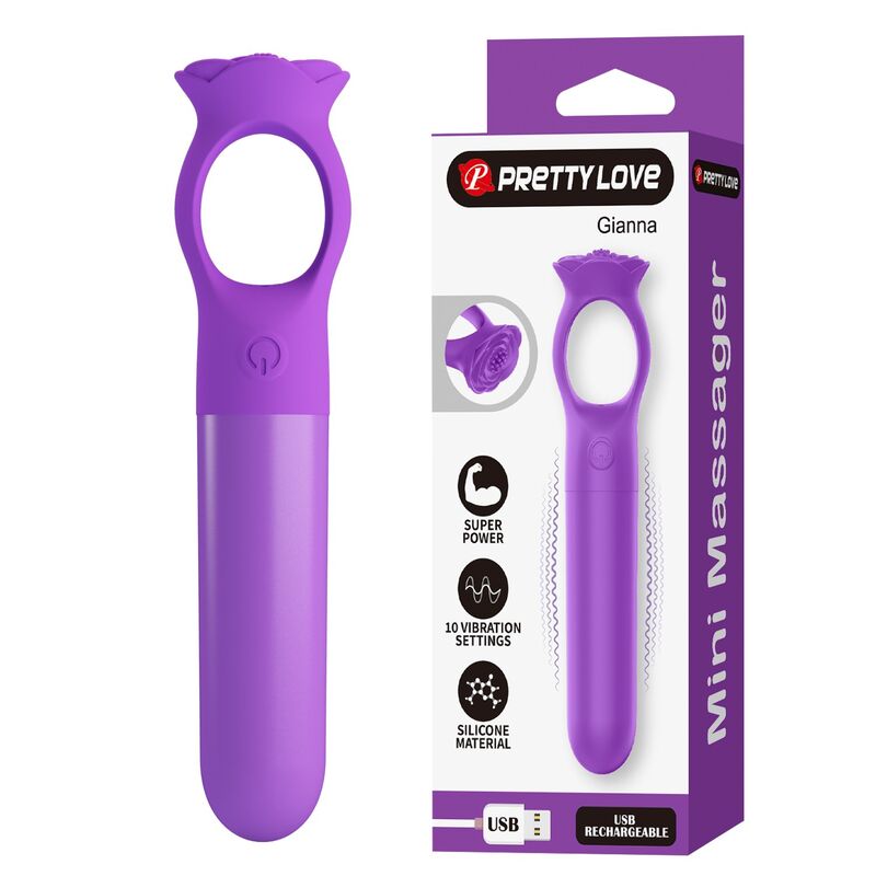 PRETTY LOVE - GIANA MINI MASSAGGIATORE VIBRANTE RICARICABILE VIOLA PRETTY LOVE - GIANA MINI MASSAGGIATORE VIBRANTE RICARICABILE VIOLA