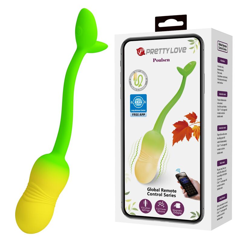 PRETTY LOVE - UOVO VIBRANTE CONTROLLABILE TRAMITE APP PULSEN, 12 FUNZIONI, RICARICABILE TRAMITE USB, VERDE-GIALLO PRETTY LOVE - UOVO VIBRANTE CONTROLLABILE TRAMITE APP PULSEN, 12 FUNZIONI, RICARICABILE TRAMITE USB, VERDE-GIALLO