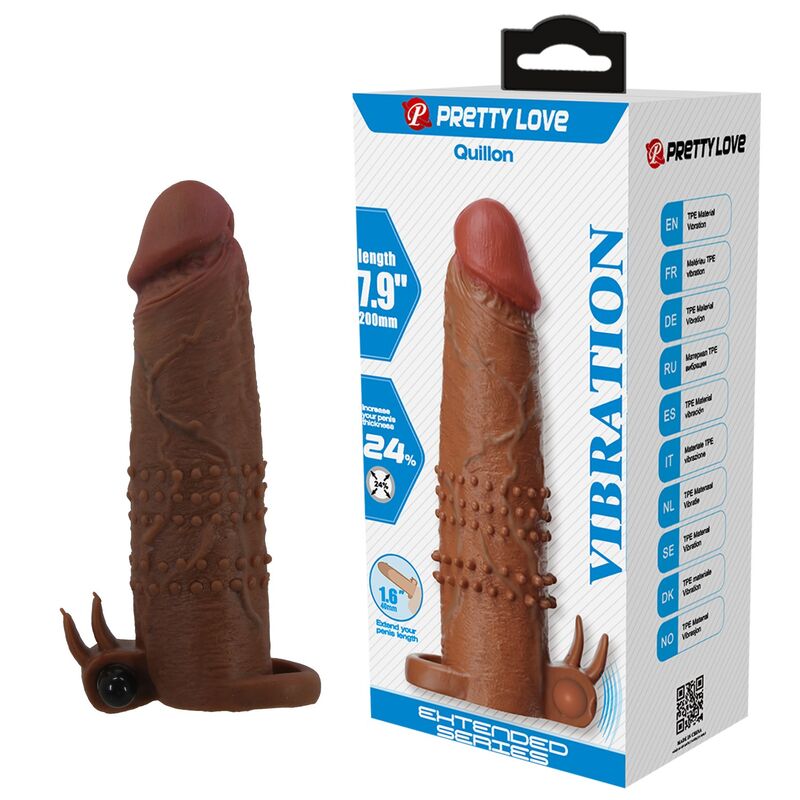 PRETTY LOVE - MANICOTTO VIBRANTE PER PENE QUILLON 20 CM Ø 4 CM MARRONE PRETTY LOVE - MANICOTTO VIBRANTE PER PENE QUILLON 20 CM Ø 4 CM MARRONE