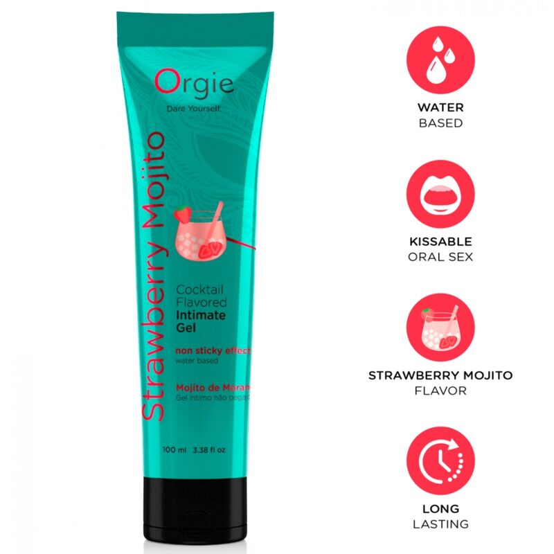 ORGIE - TUBO LUBRIFICANTE COCKTAIL FRAGOLA MOJITO GEL INTIMO BACIABILE A BASE DE ACQUA 100 ML ORGIE - TUBO LUBRIFICANTE COCKTAIL FRAGOLA MOJITO GEL INTIMO BACIABILE A BASE DE ACQUA 100 ML