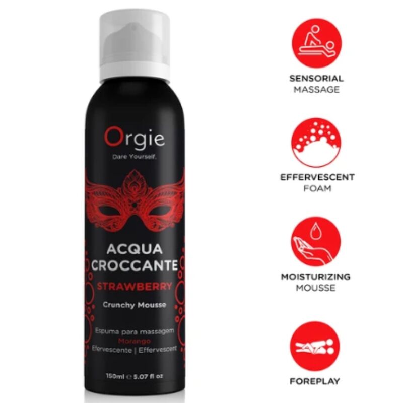 ORGIE - ACQUA CROCCANTE MOUSSE DA MASSAGGIO CROCCANTE ALLA FRAGOLA 150 ML ORGIE - ACQUA CROCCANTE MOUSSE DA MASSAGGIO CROCCANTE ALLA FRAGOLA 150 ML