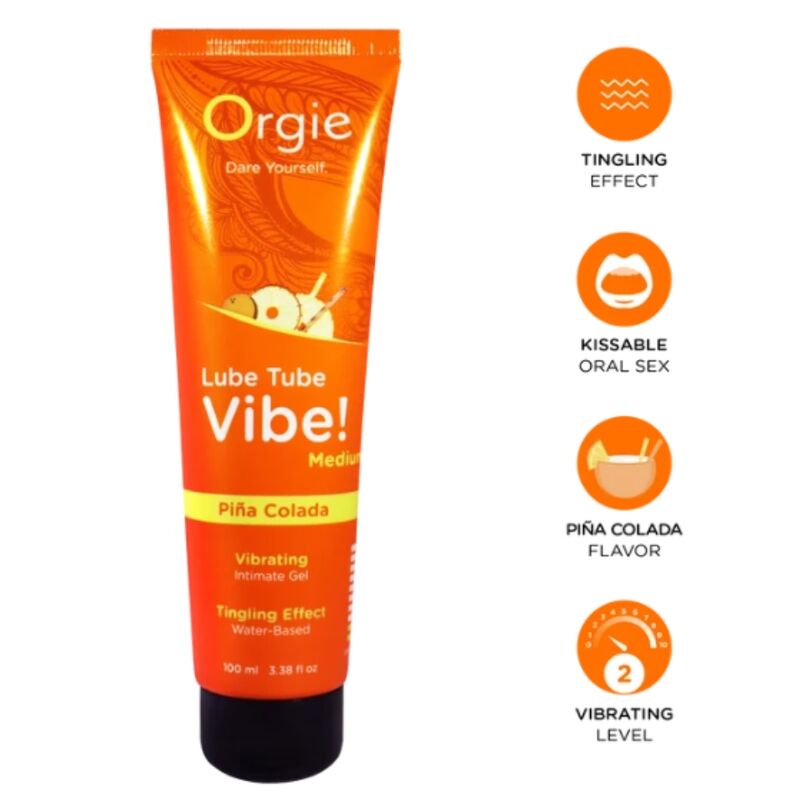 ORGIE - LUBE TUBE VIBE! PIÑA COLADA KISSABLE GEL INTIMO FORMULO MEDIO 100 ML ORGIE - LUBE TUBE VIBE! PIÑA COLADA KISSABLE GEL INTIMO FORMULO MEDIO 100 ML