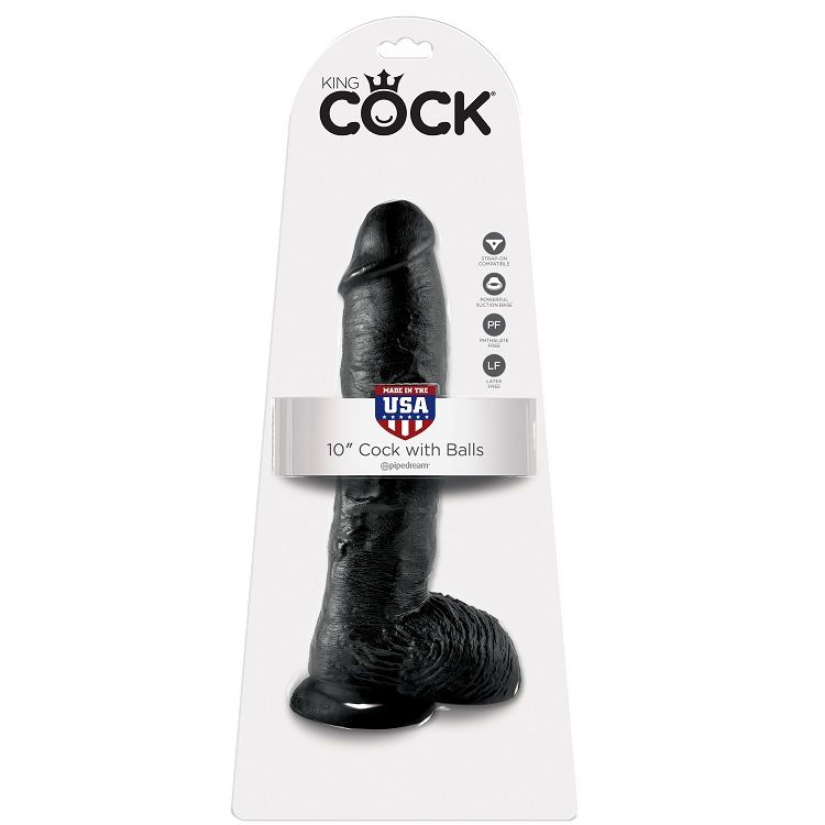 KING COCK - 10 DILDO NERO CON SFERE 25.4 CM KING COCK - 10 DILDO NERO CON SFERE 25.4 CM