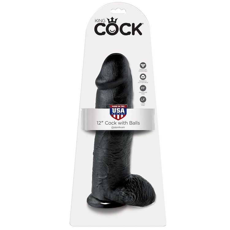 KING COCK - 12 DILDO NERO CON SFERE 30.48 CM KING COCK - 12 DILDO NERO CON SFERE 30.48 CM