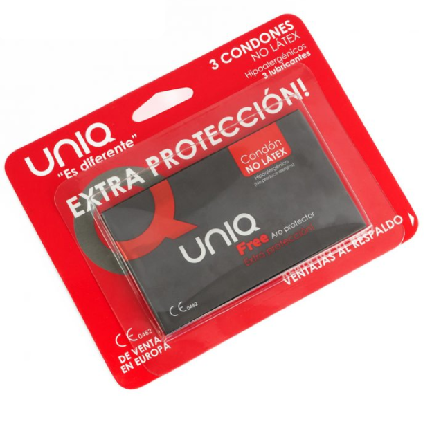 UNIQ - PRESERVATIVO SENZA LATTICE FREE CON ANELLO DI PROTEZIONE 3 UNITÀ