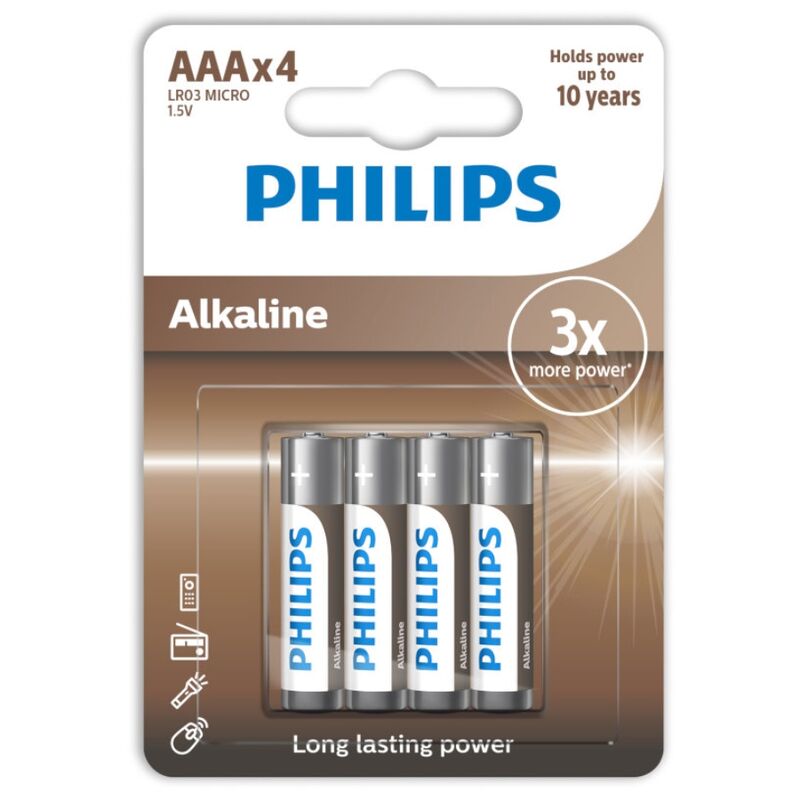 PHILIPS BATTERIA ALCALINA AAA LR03 CONFEZIONE DA 4