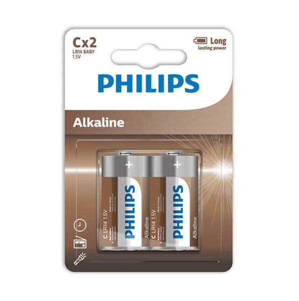 BATTERIE ALCALINE PHILIPS C LR14 BLISTER*2