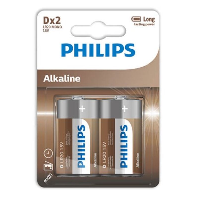 BATTERIA ALCALINA PHILIPS D LR20 BLISTER*2