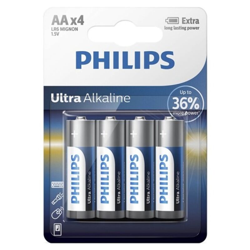 PHILIPS BATTERIA ULTRA ALCALINA AA LR6 4 UNITÀ