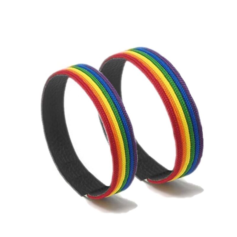 PRIDE - BRACCIALE IN PELLE NERA LGBT FLAG