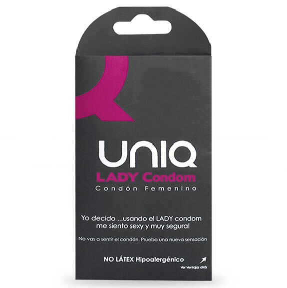 UNIQ - LADY CONDOM PRESERVATIVO FEMMINILE SENZA LATTICE CON CINGHIA DI LEGGENDA 3 UNITÀ